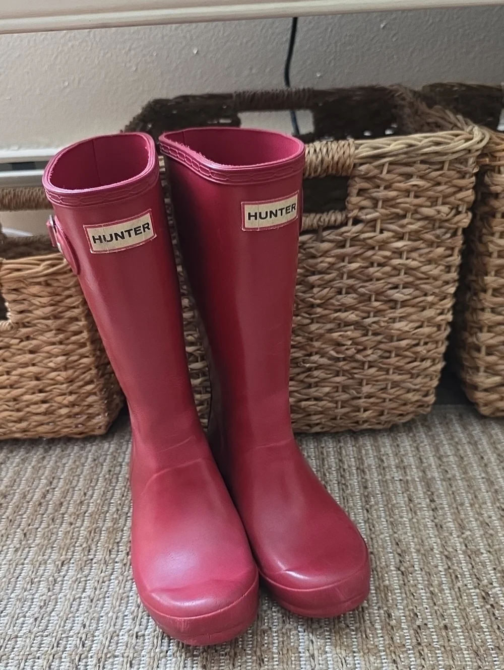 Hunter Original Kids Red Rain Boots Size US 4 Girls 3 Boys  Waterproof